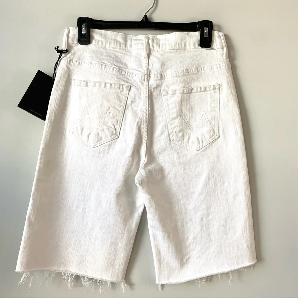 MOTHER White Denim Long Jean Shorts
